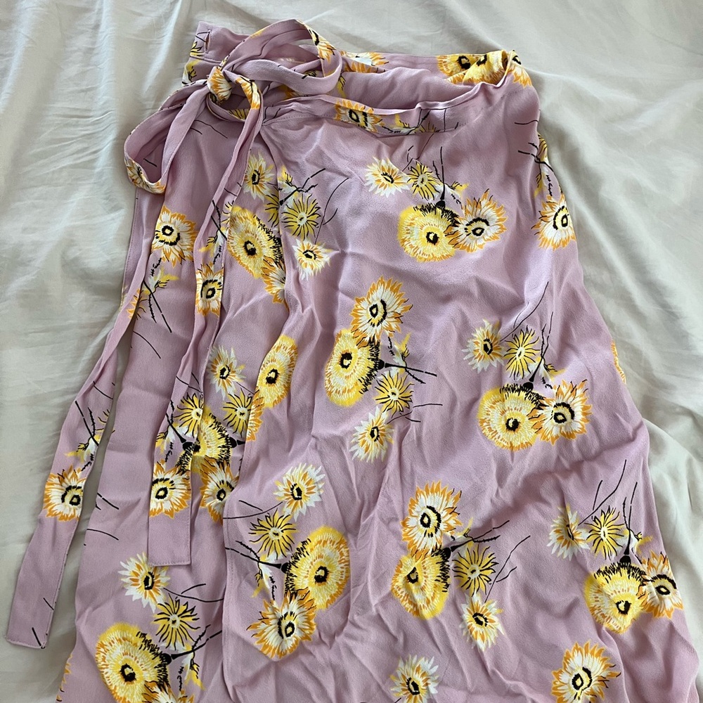 Floral Wrap Skirt in Lavender and Yellow